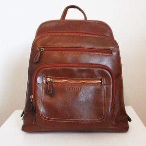 brown leather rosetti mini backpack